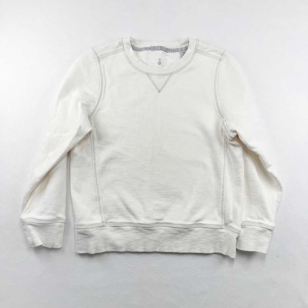 Tommy Bahama Womens Pima Cotton Tencel Crewneck Sweatshirt Off White Small